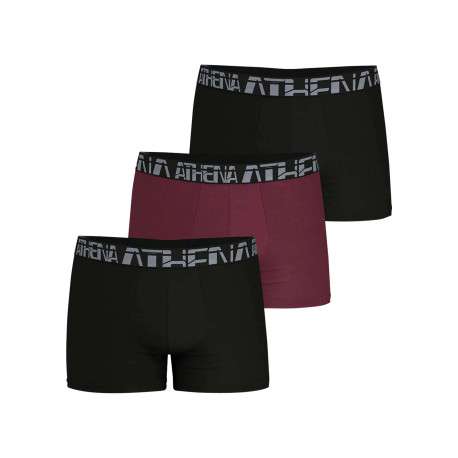 Lot de 3 boxers classiques en coton bicolores unis à ceintures élastiquées