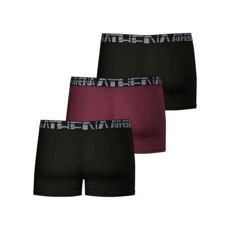 Lot de 3 boxers classiques en coton bicolores unis à ceintures élastiquées - Image 2