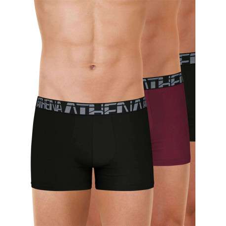 Lot de 3 boxers classiques en coton bicolores unis à ceintures élastiquées - Image 3