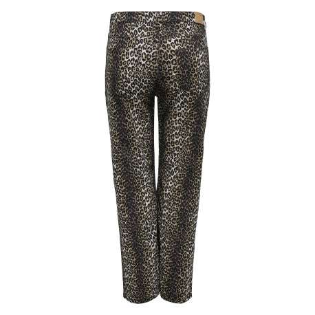 Pantalon 5 poches en coton noir à imprimé léopard avec une coupe regular fit - Image 2