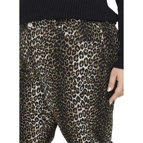 Pantalon 5 poches en coton noir à imprimé léopard avec une coupe regular fit - Image 3