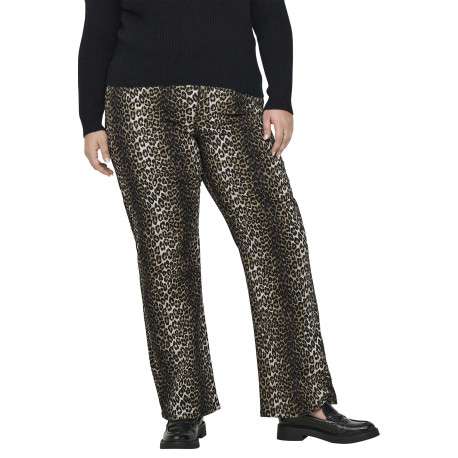 Pantalon 5 poches en coton noir à imprimé léopard avec une coupe regular fit - Image 4