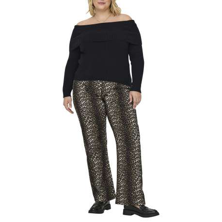 Pantalon 5 poches en coton noir à imprimé léopard avec une coupe regular fit - Image 5