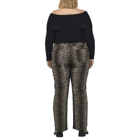 Pantalon 5 poches en coton noir à imprimé léopard avec une coupe regular fit - Image 6
