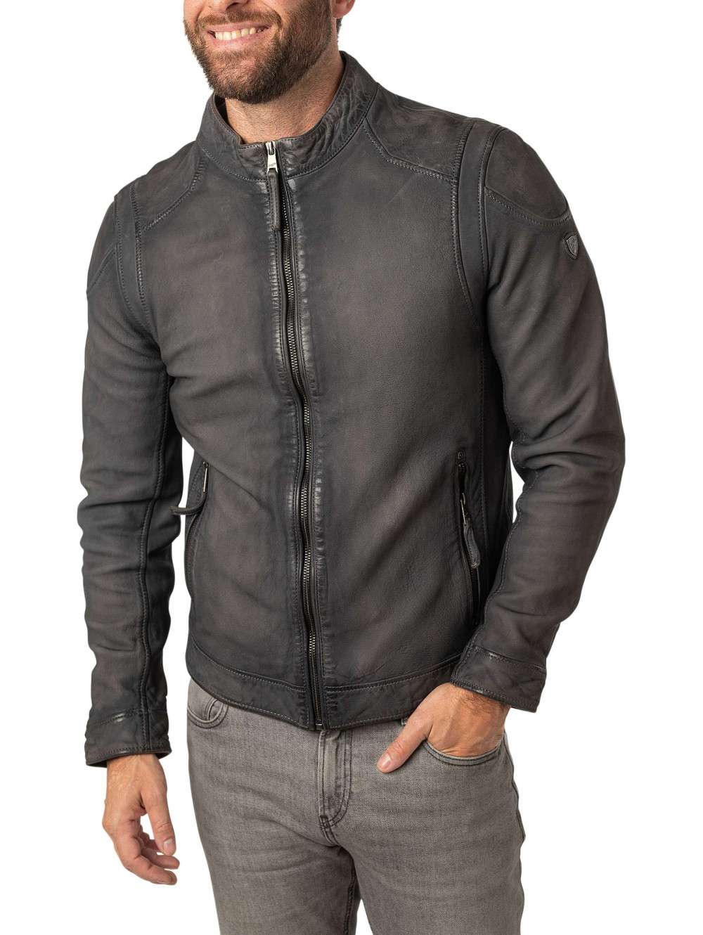 Manteau En Cuir De Mouton Giorgio - Taille 36 - Gris - Occasion Très Bon état - Style élégant