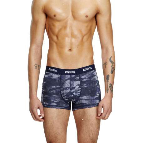 Lot de 3 boxers classiques noir et bleu en coton avec imprimé camouflage - Image 2