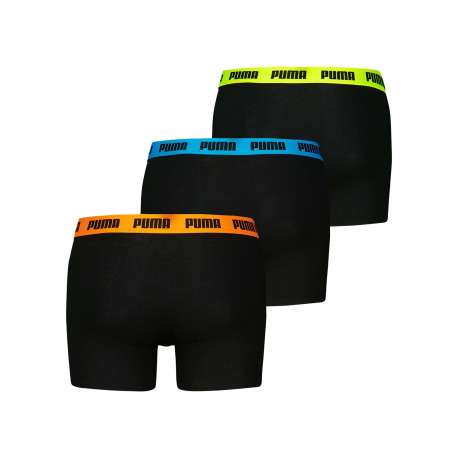 Lot de 3 boxers classiques en coton noirs unis à ceintures tricolores - Image 2