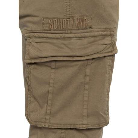 Cargo en coton kaki uni avec une coupe slim fit et des poches à rabat - Image 3
