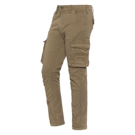 Cargo en coton kaki uni avec une coupe slim fit et des poches à rabat - Image 4