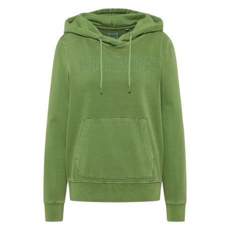 Sweat Wichita en coton vert uni à coupe droite et col à capuche