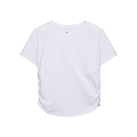 T-shirt en coton blanc uni avec un col rond et une coupe droite