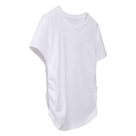 T-shirt en coton blanc uni avec un col rond et une coupe droite - Image 2
