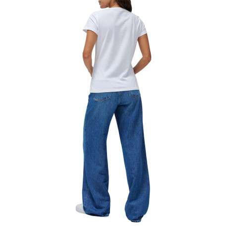 T-shirt en coton blanc uni avec le nom de la marque en strass et un col rond - Image 2