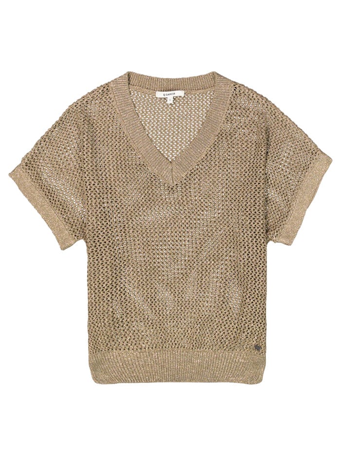 Pull kaki en maille ajourée...