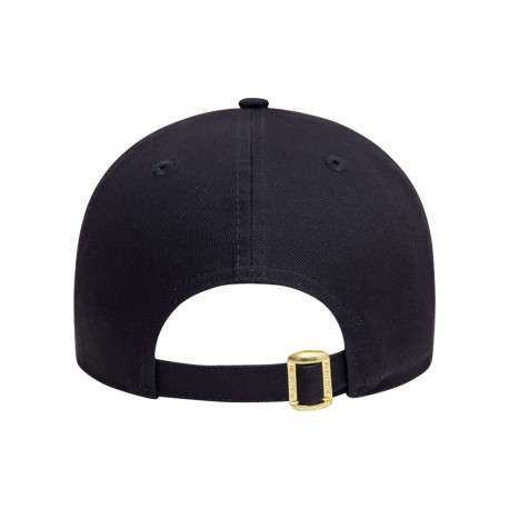 Casquette strapback en coton bleue marine unie avec le logo or en relief - Image 4
