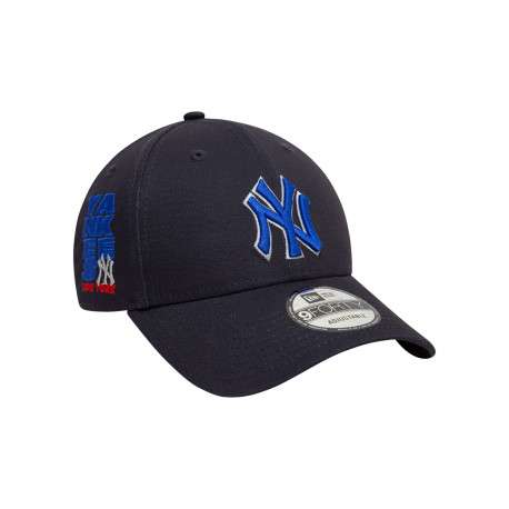 Casquette strapback en coton bleue marine unie avec une broderie sur le côté - Image 3