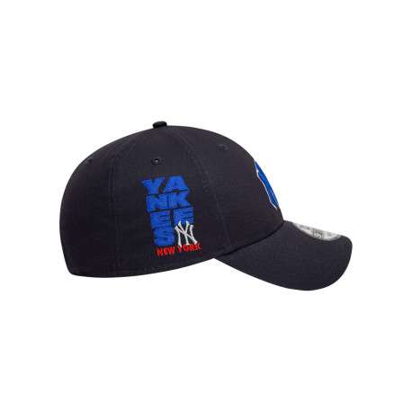 Casquette strapback en coton bleue marine unie avec une broderie sur le côté - Image 6
