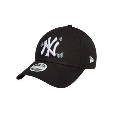 Casquette strapback en coton noire unie avec des petits papillons brodés
