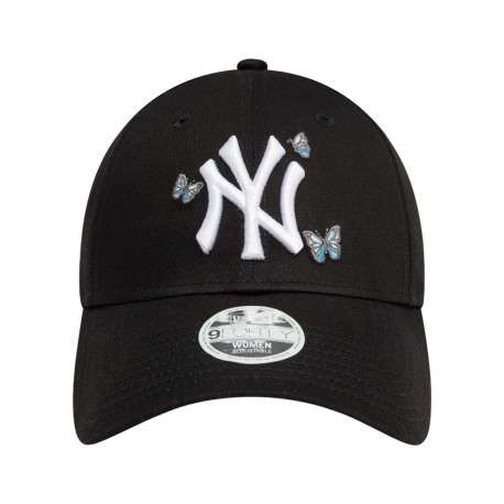 Casquette strapback en coton noire unie avec des petits papillons brodés - Image 2