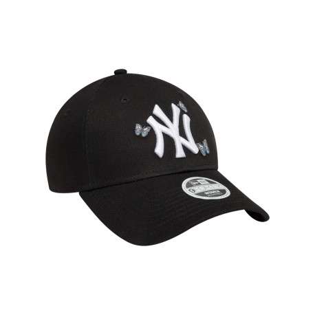 Casquette strapback en coton noire unie avec des petits papillons brodés - Image 3