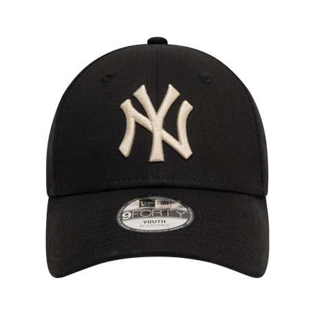 Casquette strapback en coton noire unie avec des lettres beiges à l'avant - Image 2