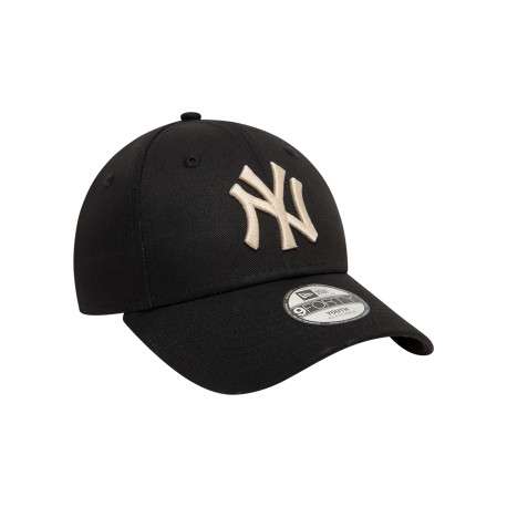 Casquette strapback en coton noire unie avec des lettres beiges à l'avant - Image 3