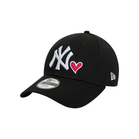Casquette strapback en coton noire unie avec un cœur brodé à l'avant
