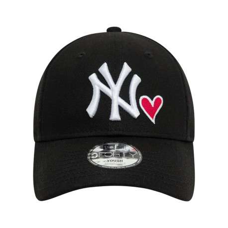 Casquette strapback en coton noire unie avec un cœur brodé à l'avant - Image 2