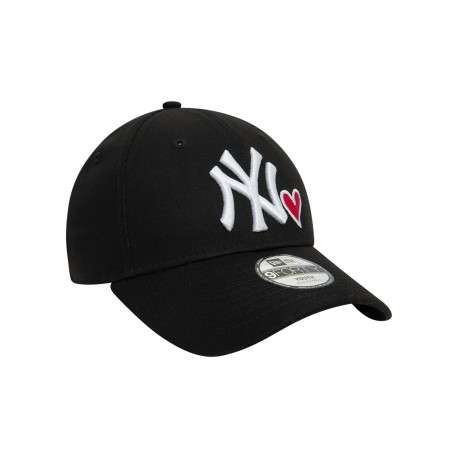 Casquette strapback en coton noire unie avec un cœur brodé à l'avant - Image 3