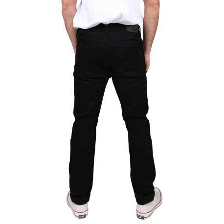 Jean 5 poches en coton noir à coupe slim avec logo gris brodé - Image 2