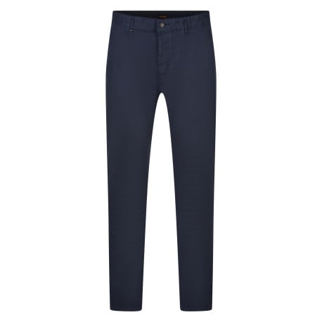Chino en coton marine uni avec une coupe droite et des passants pour ceinture