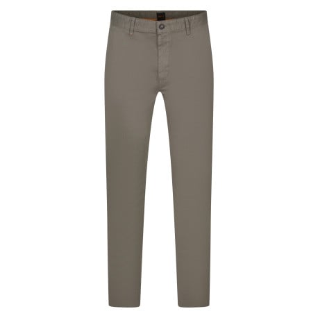 Chino en coton kaki uni avec une coupe droite et des passants pour ceinture