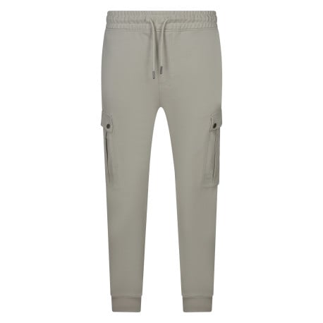 Jogging beige uni avec une coupe droite et deux poches latérales