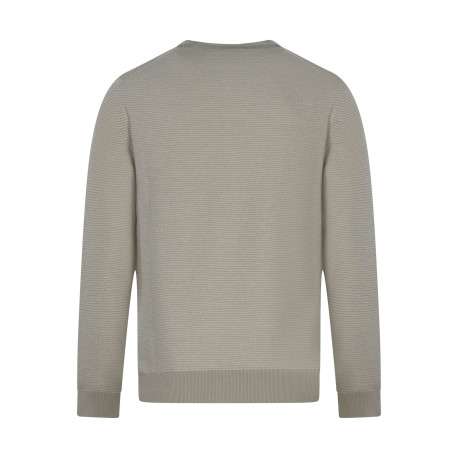 Pull en coton beige uni avec une coupe droite et un col rond - Image 2