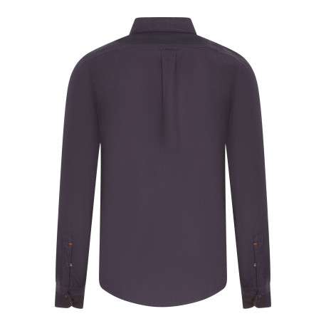 Chemise en coton bordeaux unie avec une coupe droite et un col français - Image 2