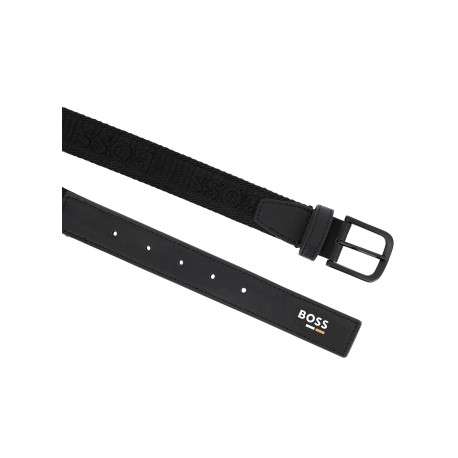 Ceinture en cuir noire unie avec une boucle carrée métallique - Image 2