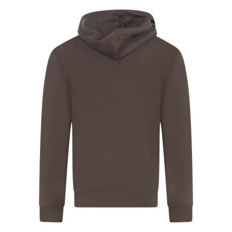 Sweat à capuche en coton marron uni avec une coupe droite et une poche - Image 2
