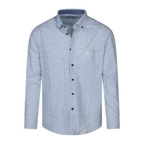 Chemise en coton blanche à minis motifs avec un col américain