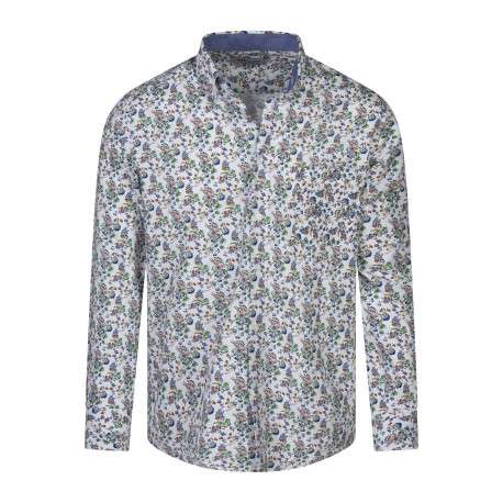 Chemise en coton blanche à imprimé liberty avec un col américain