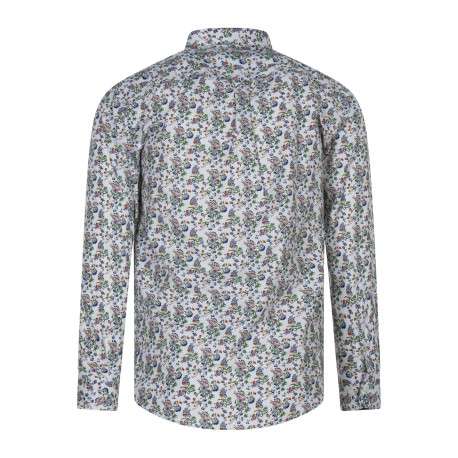 Chemise en coton blanche à imprimé liberty avec un col américain - Image 2
