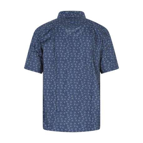 Chemise à manches courtes en coton marine à petites fleurs et à col américain - Image 2