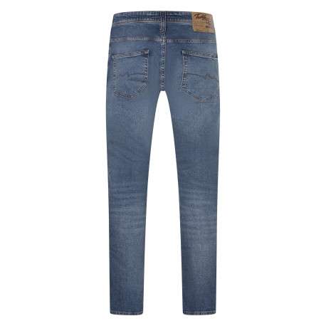 Jean en coton stone uni à coupe regular fit fermé par une braguette à boutons - Image 2