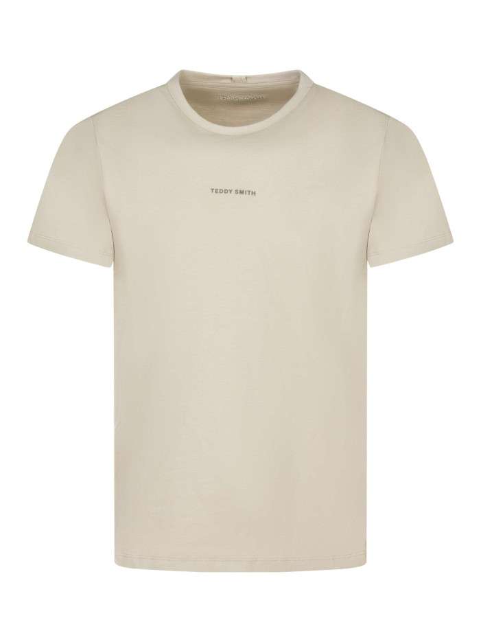 T-shirt en coton beige uni...