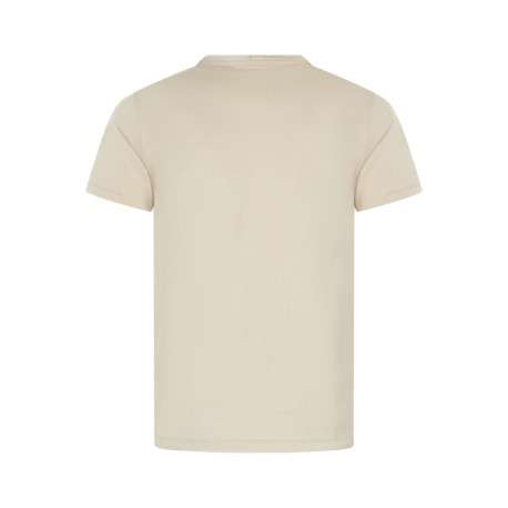 T-shirt en coton beige uni avec une coupe droite et un col rond - Image 2
