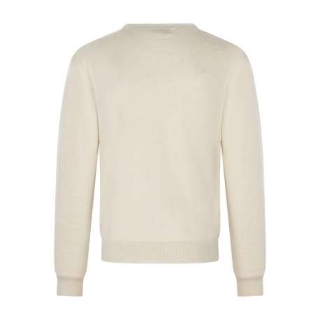 Pull beige uni avec une coupe droite à col rond et des manches longues - Image 2