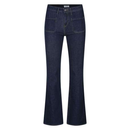 Jean en coton indigo uni avec une coupe droite et des passants pour ceinture