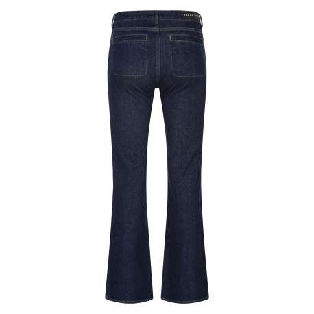 Jean en coton indigo uni avec une coupe droite et des passants pour ceinture - Image 2