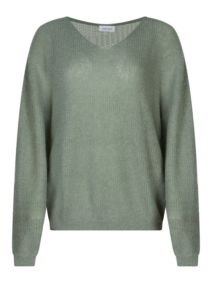 Pull vert d'eau uni avec...