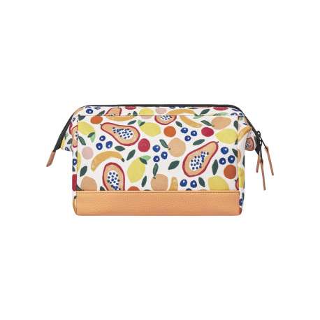 Trousse de toilette blanche avec une poche centrale et des motifs de fruits - Image 2