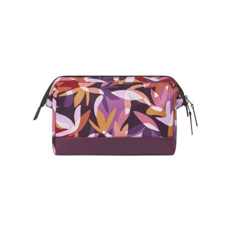 Trousse de toilette rose à motifs feuillus avec une poche centrale zippée - Image 2